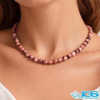 گردنبند سنگ رودونیت مکرومه بافی