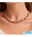 گردنبند سنگ رودونیت مکرومه بافی | نماد عشق، تعادل احساسی و انرژی مثبت
