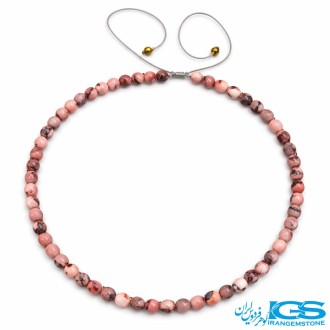 گردنبند سنگ رودونیت مکرومه بافی