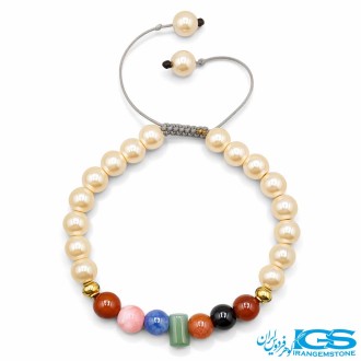 دستبند هفت چاکرا  مرورایدی مکرومه بافی