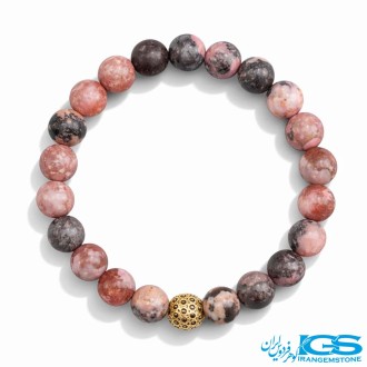 دستبند سنگ رودونیت طرح سواروفسکی طلایی کشی - جذب ثروت