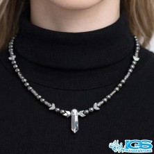 گردنبند سنگ کریستال کوارتز کروم و سنگ اونیکس