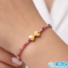 دستبند تورمالین صورتی  غلاب استیل
