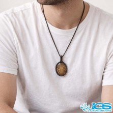 گردنبند سنگ چشم ببر مکرومه بافی