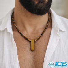 گردنبند سنگ چشم ببر و منشور جاسپر