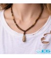 گردنبند منشور سنگ اوناکیت و سنگ چشم ببر مکرومه بافی