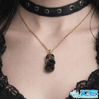 گردنبند سنگ اونیکس عقیق سیاه تراش دار بدون زنجیر