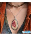 گردنبند عقیق برزیل صورتی بدون زنجیر