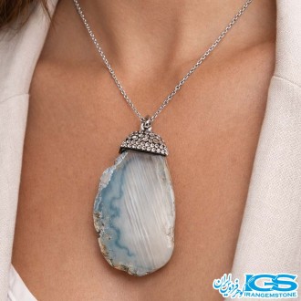 گردنبند اسلایس عقیق آبی بدون بند