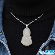 گردنبند عقیق سفید چین بدون زنجیر