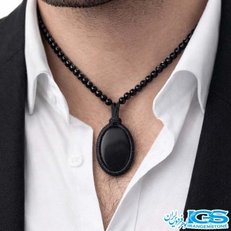گردنبند سنگ اونیکس عقیق سیاه