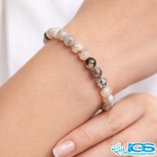 دستبند شجر عقیق خزه ای مکرومه بافی