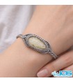 دستبند عقیق سفید  تراش راهب  مکرومه بافی