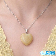 گردنبند عقیق زرد قلب بدون زنجیر