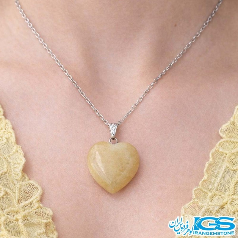 گردنبند عقیق زرد قلب بدون زنجیر