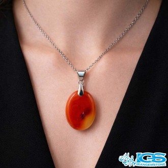 گردنبند عقیق کارنلین بدون زنجیر