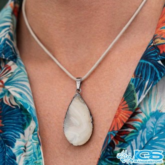 گردنبند عقیق سفید بدون زنجیر