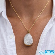 گردنبند سنگ کریستال کوارتز درنجف طبیعی