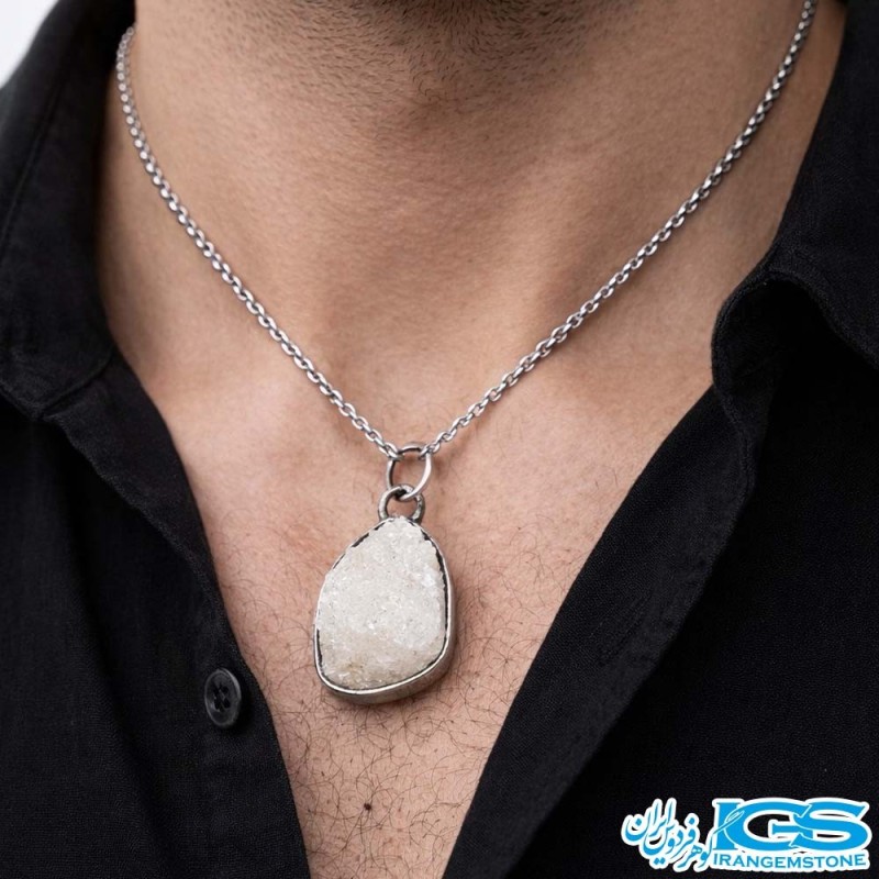 گردنبند سنگ راف کریستال کوارتز