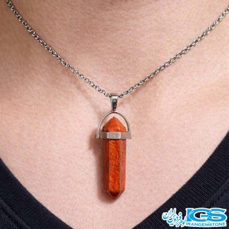 گردنبند منشور سنگ جاسپر بدون زنجیر