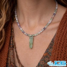 گردنبند سنگ فلوریت رنگین کمان بدون زنجیر