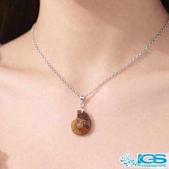 گردنبند آمونیت کوچیک فسیل دفع انرژی منفی بدون زنجیر