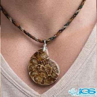 گردنبند آمونیت فسیل دفع انرژی منفی بدون زنجیر