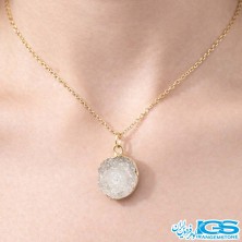 گردنبند سنگ راف کوارتز ژئود دار