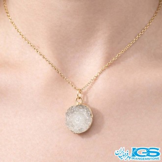 گردنبند سنگ راف کوارتز ژئود دار