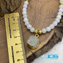 سنگ عقیق آبی با سنگ کریستال کوارتز جنس فلز ها استیل AGATE
