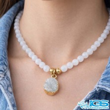 عقیق آبی با کریستال کوارتز جنس فلز ها استیل