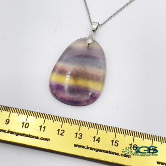 گردنبند سنگ فلوریت رنگین کمان بدون زنجیر