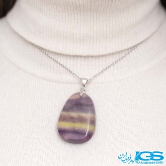 گردنبند سنگ فلوریت رنگین کمان بدون زنجیر