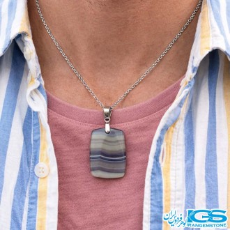 گردنبند سنگ فلوریت رنگین کمان بدون زنجیر