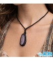 گردنبند سنگ فلوریت بنفش بافت مکرومه
