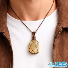 گردنبند فلوریت زرد بافت مکرومه