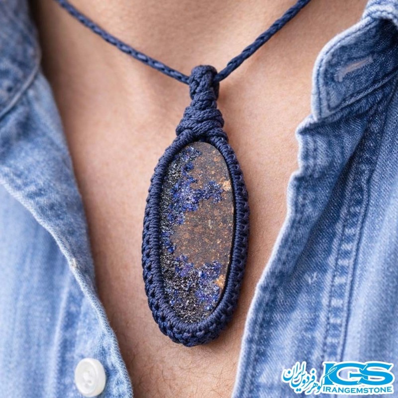 گردنبند آزوریت راف بابند مکرومه