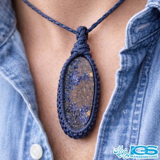 گردنبند آزوریت راف بابند مکرومه