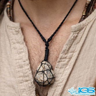 گردنبند سنگ آزوریت مکرومه بافی