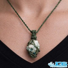 گردنبند آزوریت راف با بند مکرومه بافی