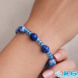 دستبند مکرومه سنگ لاجورد | آرامش و انرژی در کنار زیبایی