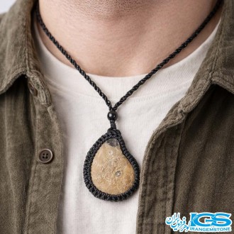 گردنبند آمونیت دفع انرژی منفی  بافت مکرومه