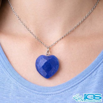 گردنبند یشم جیدیت رنگ شده آبی بدون زنجیر