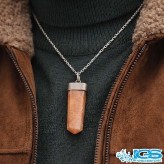 گردنبند منشور آونتورین نارنجی بدون زنجیر