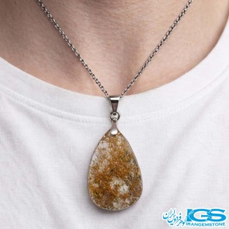 گردنبند سنگ روتایل طلایی بدون زنجیر