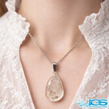 گردنبند سنگ روتایل طلایی بدون زنجیر