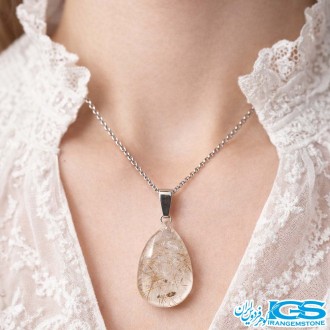 گردنبند سنگ روتایل طلایی بدون زنجیر