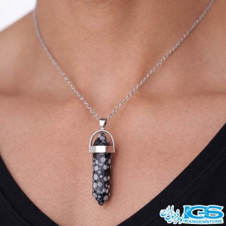 گردنبند منشور سنگ ابسیدیان دونه برفی بدون زنجیر