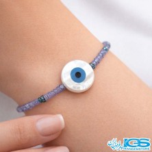 دستبند کیانیت جواهری با پوست صدف چشم نظر