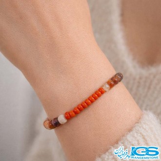 دستبند کارنلین عقیق کارنلین و مرجان سرخ